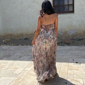 Lulus most beautiful day ivory multi floral print organza maxi dress